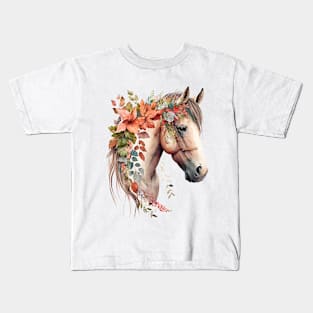 Watercolor Boho Horse Kids T-Shirt